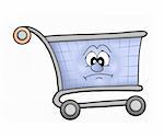 Sad shopping cart - color illustration.