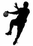 Silhouette of a handball player on isolated white background. EPS file available.