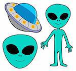 Ufo collection on white background - vector illustration.