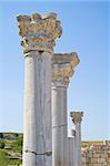 Ancient pillars against the blue sky