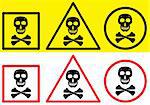 Danger label with skull symbol. Vector illustration. Two color variants.