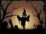 halloween graveyard background, illustration