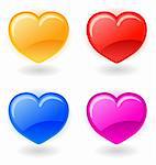 Set of glossy vector hearts on white background