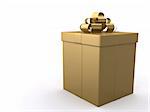 3d rendered illustration of a golden gift