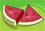 Illustration of two sliced watermelon pieces