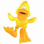 very funny toon duck with Clipping Path over white