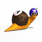 funny snail with shell and Clipping Path over white