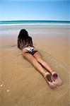 woman bikini dressed at el palmar beach in cadiz spain