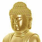 golden buddha head isolated on white background