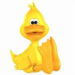 very funny toon duck with Clipping Path over white