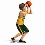 a very young toon character plays basketball With Clipping Path