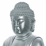 silver buddha head isolated on white background