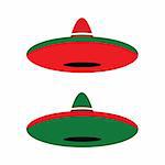 Illustration of two Mexican sombreros in red, green and white