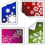 set of christmas post stamps on a white background