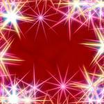 white stars over red background, lights, gleams