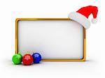 3d illustration of christmas golden frame template over white background