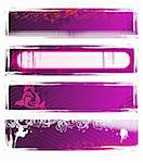 Set of vector pink grunge floral banners