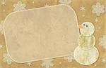 Christmas grunge background with snowman