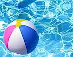 Multi colored Beach ball in swimming pool
