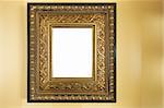 Ornate Blank Picture Frame on Yellow Wall