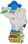 Writing elephant teacher on book - vector illustration.
