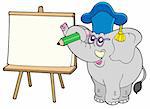 Writing elephant teacher with tablet - vector illustration.