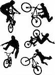 silhouette of bmx riders on a white background. Vector illustration.