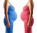 Two pregant woman. Great Pregnancy Concept - Its a Boy or a Girl