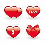 Set of four icons with hearts for st.Valentine day