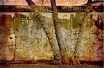 Artistic work of my own in retro style - Postcard from the former GDR. - Fragment of the cold war wall -  Berlin,  Germany.