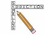 pencil filling in crossword with words gambling and addiction