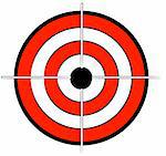 red white and black bullseye target with crosshair