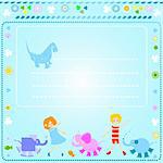 colorful background for kids with happy children and colorful flowers