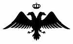 Double headed eagle silhouette with crown, symbol of byzantine kings