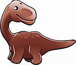 A vector illustration of a cute friendly diplodocus dinosaur