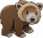A vector illustration of a cute grizzly,  brown  or Kodiak bear