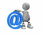 3d rendered illustration of a little robot with an internet sign