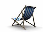3d rendered illustration of a blue and white deck chair