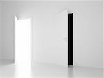 white and black open doors