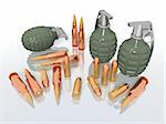 a 3d rendering of some grenades and bullets