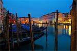 Gondolas on the Grand Canal at dawn, Venice, Italy