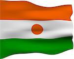 3d flag of Niger isolated in white