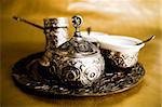 Antique Coffee Set for Turkish coffee with Islam symbols.