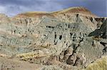 Strange green rock formations in the Eastern Oregon desert