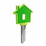 isolated green eco house key background