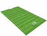 3d soccer field isolated on white background -3d rendering