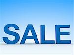 3d rendered illustration of the word sale on a blue background