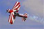 a red-white  biplane