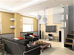 design of the modern interior of a apartment (3D)