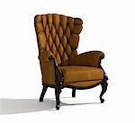 Brown Leather  armchair over the white (3D)